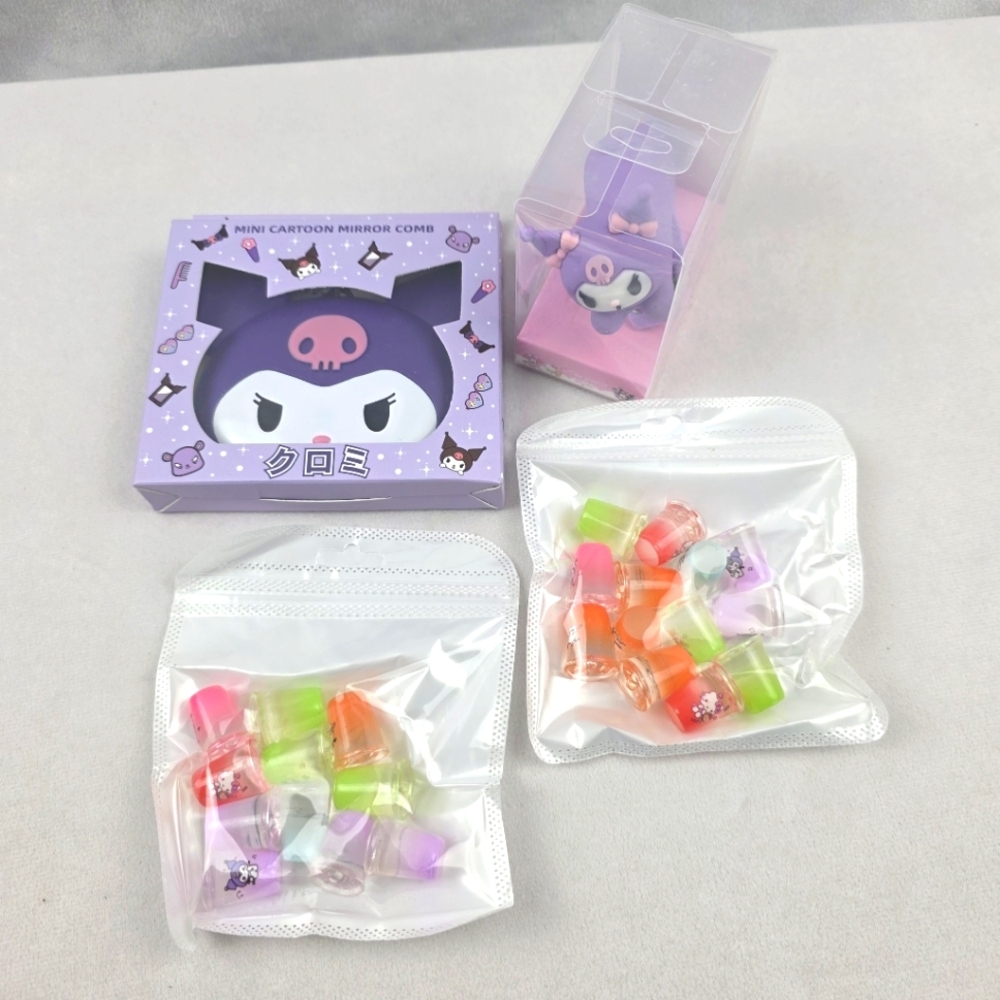 NWT Hello Kitty‎ & Friends Kuromi Mirror Comb, Stapler & Tiny Cups Set E100